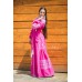 Boho Style Embroidered Long Dress Pink with White Embroidery